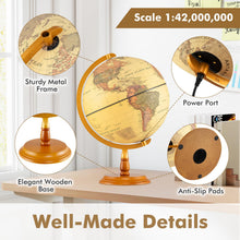 12 Inch Antique Light up Rotating Globe Night Lamp with Wooden Stand - product view 3