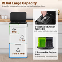 19 Gal Stainless Steel Trash Can, 72 L Volume in 4 Containers, Motion Sensor Trash Bin - product view 3