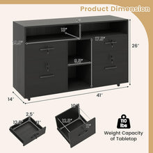 4-Drawer Lateral File Cabinet with Lock & 5 Rolling Wheels (2 Lockable) - product view 3