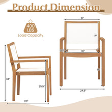 Stackable Outdoor Dining Chair Set, Patio Armchairs w/Acacia Wood Frame, All Weather Fabric, Armrests - product view 4