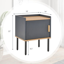 Nightstand with Storage, Bedside Table with Single Door Cabinet, Small Space, Gray - product view 3