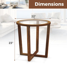 Glass Round End Table, Sofa Side Table with Transparent Tempered Glass Top - product view 3