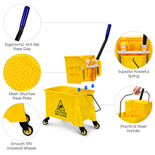 GOPLUS Commercial Mop Bucket with Wringer, Household Portable Mop Bucket, Ideal for Household and Public - product view 4