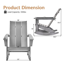 Outdoor Rocking Chairs for Porch - Waterproof HDPE Adirondack Rocker, 330lbs Weight Capacity - product view 3