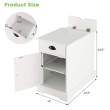 End Table with Charging Station Set of 2, Flip Top Side Table with USB Ports and Outlets, White - product view 3
