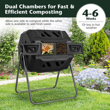 Compost Bin, 42-Gal Dual Chamber Composting Tumbler w/2 Sliding Doors, Heavy-Duty Metal Frame - product view 3