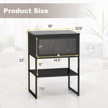 Black Nightstand, Modern End Table with Flip up Door - product view 4