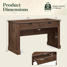 48" Mid Century Modern Computer Desk with 2 Drawers - product view 3