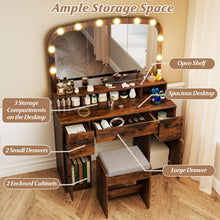 Vanity Desk Makeup Table with Stool 3-Color Lights and Charging Station - product view 3