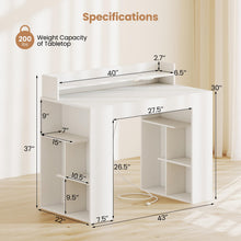 White Desk with Storage Shelves - product view 3