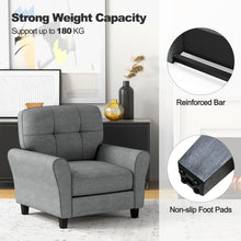 Modern Mid-Century Accent Chair - Linen Living Room Chair with Tufted Back, Grey - product view 4