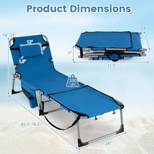 Tanning Chair with Face Arm Holes w/4-Level Backrest & Head Pillow for Pool Beach - product view 4