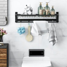 Foldable Towel Rack for Bathroom, Wall Mounted Towel Holder Organizer w/ 1 Basket, 1 Towel Bar & 5 Sliding - product view 3