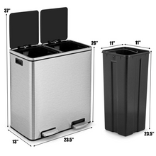 Dual Trash Can, 60 Liter (2x30L)/ 16 Gallon Stainless Steel Step Trash Can - product view 3
