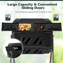 Compost Bin, 42-Gal Dual Chamber Composting Tumbler w/2 Sliding Doors, Heavy-Duty Metal Frame - product view 4