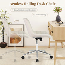 Armless Office Chair, Modern Faux Fur White Vanity Chair with Wheels & Adjustable Height - product view 4