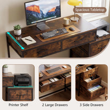 Reversible Computer Desk with 5 Drawers - product view 4