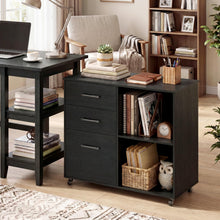 3-Drawer Mobile File Cabinet with Open Storage Shelves - product view 4