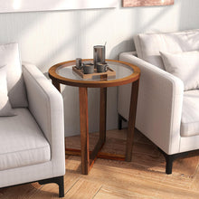 Glass Round End Table, Sofa Side Table with Transparent Tempered Glass Top - product view 4