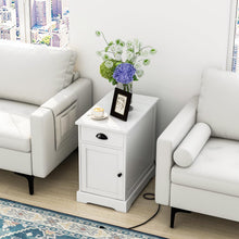 End Table with Charging Station Set of 2, Flip Top Side Table with USB Ports and Outlets, White - product view 4