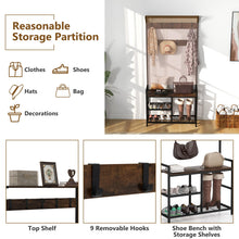 3-in-1 Coat Rack, 71" Hall Tree with Shoe Bench - product view 4