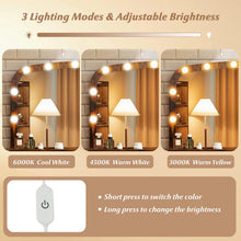 Vanity Desk Makeup Table with Stool 3-Color Lights and Charging Station - product view 4
