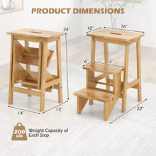 Folding 3 Tier Step Ladder, Multipurpose 3-in-1 Wood Step Stool with Anti-Slip (Natural) - product view 4