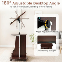 Mobile Podium Stand | Height Adjustable Laptop Computer Cart w/Tilting Top (1/2) - product view 4