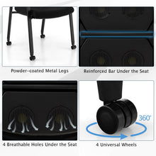 Waiting Room Chair Set, Rolling Office Desk Chairs with PU Wheels (2 / 4 / 6 / 8 / 10 / 12 Pack Options) - product view 6