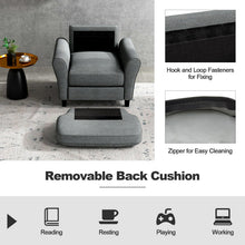 Modern Mid-Century Accent Chair - Linen Living Room Chair with Tufted Back, Grey - product view 5