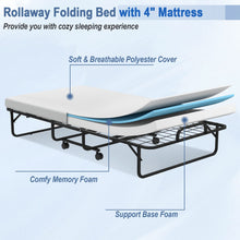Folding Bed with Mattress for Adults, Twin Size Rollaway Beds for Guest, 75"x 38" - product view 4