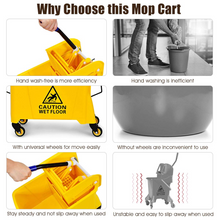 GOPLUS Commercial Mop Bucket with Wringer, Household Portable Mop Bucket, Ideal for Household and Public - product view 5