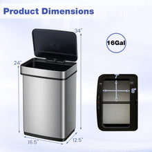 16 Gal Automatic Stainless Steel Motion Sensor Trash Can with 2 Compartments - product view 5