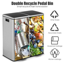 Dual Trash Can, 60 Liter (2x30L)/ 16 Gallon Stainless Steel Step Trash Can - product view 5