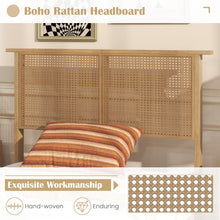 Queen/Full/Twin Size Bed Frames with Rattan Headboard, Boho Solid Wood Platform Bed with Wooden Slats - product view 5