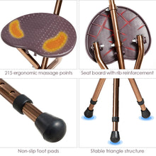 Adjustable Folding Cane Seat, Aluminum Alloy Crutch Chair with LED Light and Retractable 3 Legs - product view 7