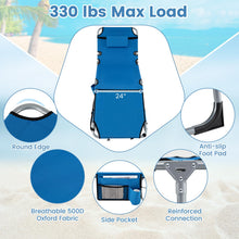Tanning Chair with Face Arm Holes w/4-Level Backrest & Head Pillow for Pool Beach - product view 6