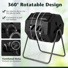 Compost Bin, 42-Gal Dual Chamber Composting Tumbler w/2 Sliding Doors, Heavy-Duty Metal Frame - product view 5