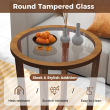 Glass Round End Table, Sofa Side Table with Transparent Tempered Glass Top - product view 5