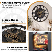 27" Gear Clock with World Map | Non-Ticking Decorative Metal Clock with Moving Gears - product view 5