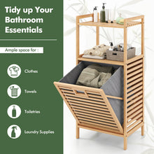 Tilt Out Laundry Hamper Bamboo Laundry Storage Cabinet with 2-Tier Storage Shelves - product view 5