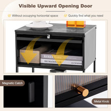 Black Nightstand, Modern End Table with Flip up Door - product view 6