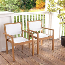 Stackable Outdoor Dining Chair Set, Patio Armchairs w/Acacia Wood Frame, All Weather Fabric, Armrests - product view 5