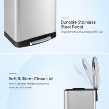 13.2 Gallon/ 50 Liter Trash Can, Stainless Steel Garbage Can with Lock Device & Foot Pedal, Stay Open Trash - product view 5