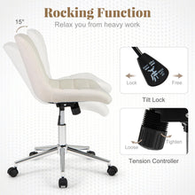 Armless Office Chair, Modern Faux Fur White Vanity Chair with Wheels & Adjustable Height - product view 5