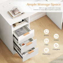White Desk with Drawers, Modern Home Office Desk Writing Study Desk with Charging Station - product view 5