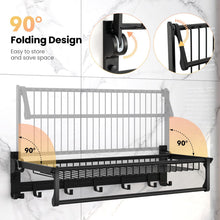 Foldable Towel Rack for Bathroom, Wall Mounted Towel Holder Organizer w/ 1 Basket, 1 Towel Bar & 5 Sliding - product view 5