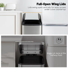 12 Gallon Stainless Steel Trash Can, Kitchen Waste Bin with Soft-Closing Wing Lids & Removable Inner Bucket - product view 6