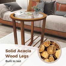 Glass Round End Table, Sofa Side Table with Transparent Tempered Glass Top - product view 6