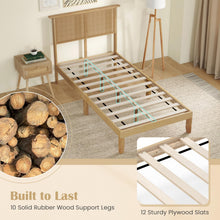 Queen/Full/Twin Size Bed Frames with Rattan Headboard, Boho Solid Wood Platform Bed with Wooden Slats - product view 6
